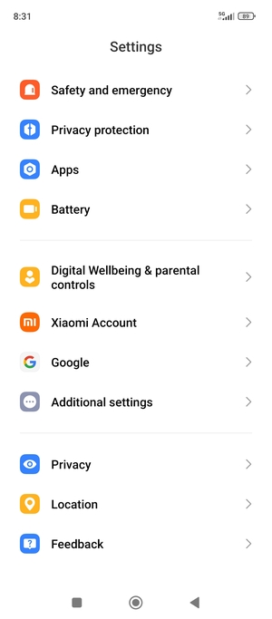 Return to the Settings menu and scroll to and select Additional settings