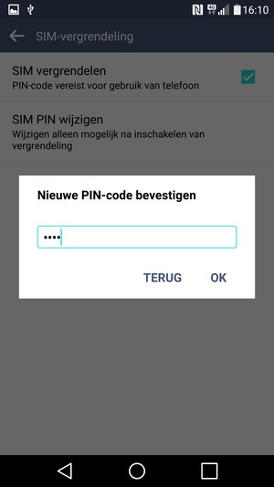 Bevestig uw nieuwe PIN-code en selecteer OK