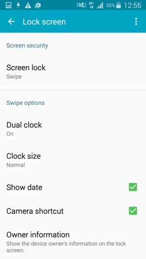 Select Screen lock / Screen lock type