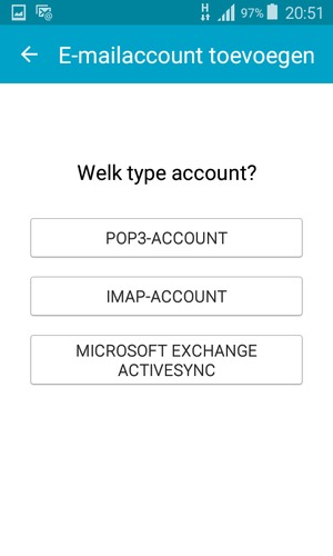 Selecteer POP3-ACCOUNT of IMAP-ACCOUNT