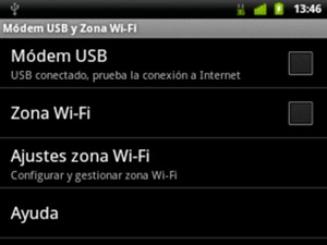 Marque la casilla de verificación Zona Wi-Fi y seleccione Ajustes zona Wi-Fi