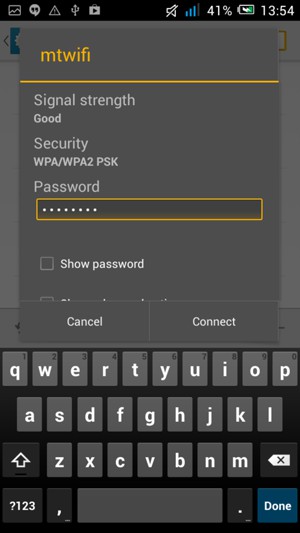Enter the Wi-Fi Password and select Connect