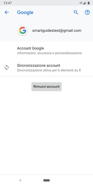 Seleziona Sincronizzazione account