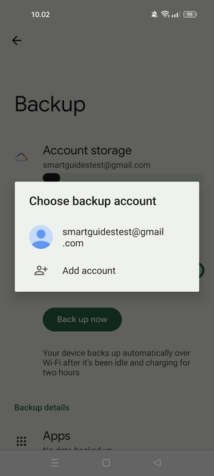 Select your backup account