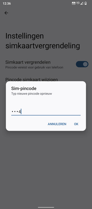 Bevestig uw nieuwe Sim-pincode en selecteer OK
