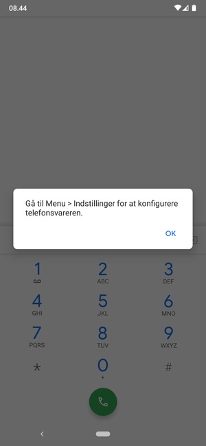 Hvis din telefonsvarer ikke er sat op, vælg OK