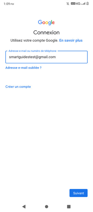 Saisissez votre adresse e-mail et sélectionnez Suivant