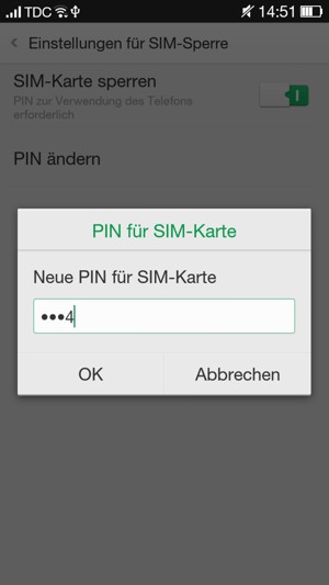 Geben Sie Ihre :Neue PIN für SIM-Karte ein und wählen Sie OK::