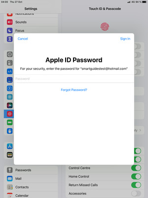Enter your Apple ID Password and select Sign in