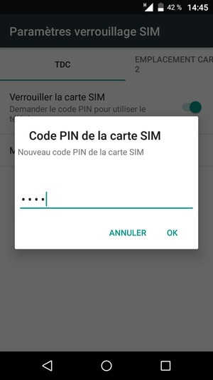 Saisissez votre Nouveau code PIN de  la carte SIM et sélectionnez OK