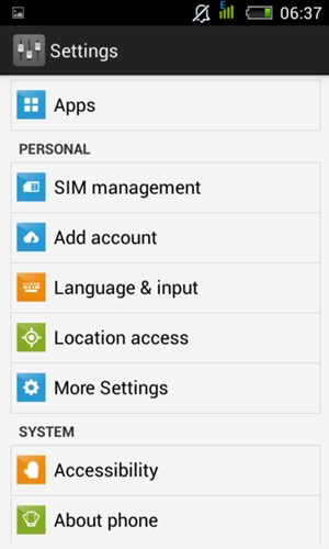Scroll to and select More Settings