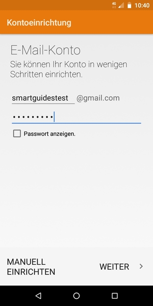 Geben Sie Ihre Gmail Adresse und Passwort ein. Wählen Sie WEITER