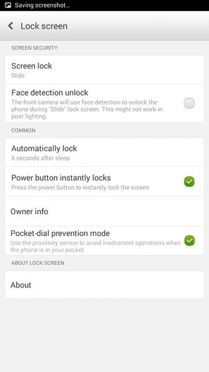 Select Screen lock