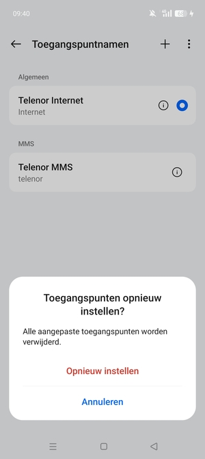 Selecteer Opnieuw instellen