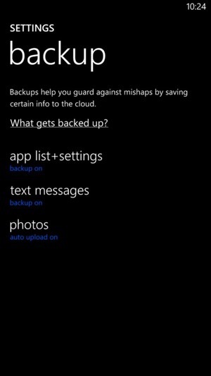 Return to the backup menu and select photos