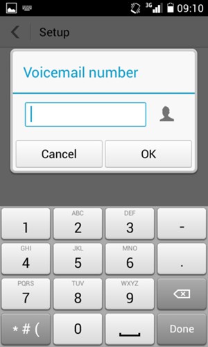 Enter the voicemail number and select OK