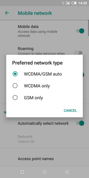 Select GSM only to enable 2G and WCDMA/GSM auto  to enable 3G