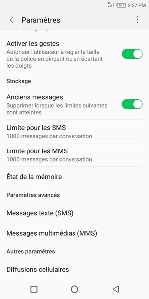 etSélectionnez Messages texte (SMS)