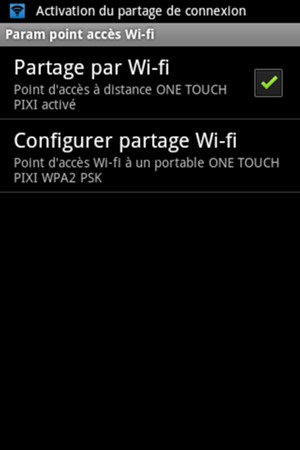 Sélectionnez Configurer partage Wi-fi