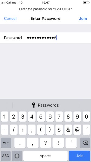 Enter the Wi-Fi password and select Join