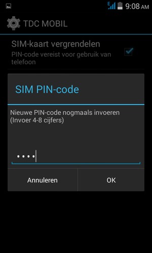Bevestig uw nieuwe SIM PIN-code en selecteer OK