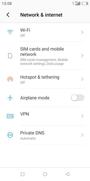 Select SIM cards and mobile network