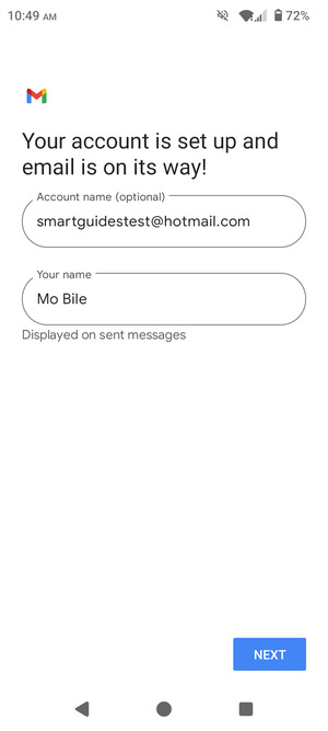 Give your account a name and enter your name. Select NEXT