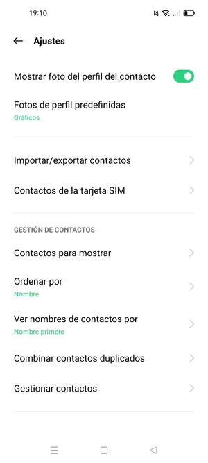 Seleccione Contactos de la tarjeta SIM
