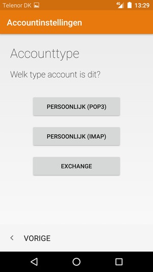 Selecteer PERSOONLIJK (POP3) of PERSOONLIJK (IMAP)