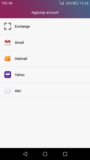 Seleziona Gmail o Hotmail