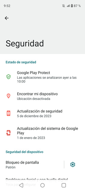 El teléfono ha sido asegurado con un bloqueo de pantalla