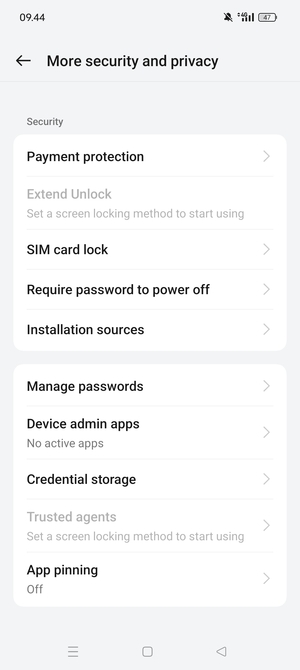 Scroll to and select SIM card lock