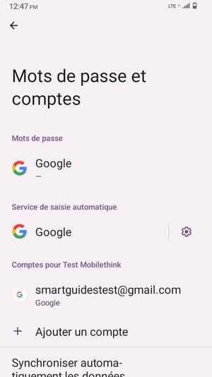 Sélectionnez votre compte Google