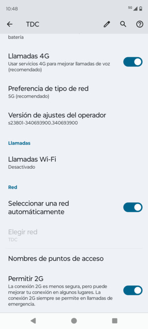 Para cambiar la red en caso de problemas de conectividad, desactive Seleccionar una red automáticamente