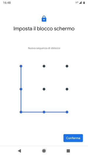 Disegna nuovamente la sequenza di sblocco e seleziona Conferma