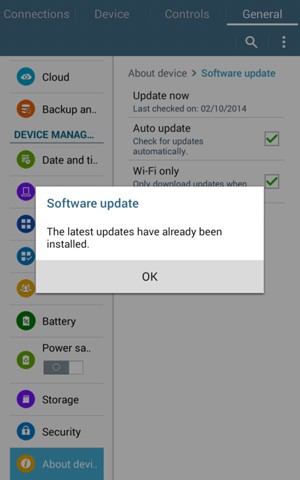 If your tablet is up to date, select OK