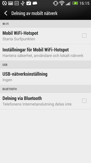 Välj Inställningar för Mobil WiFi-Hotspot