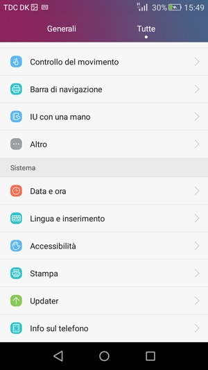 Seleziona Tutte, scorri e seleziona Updater