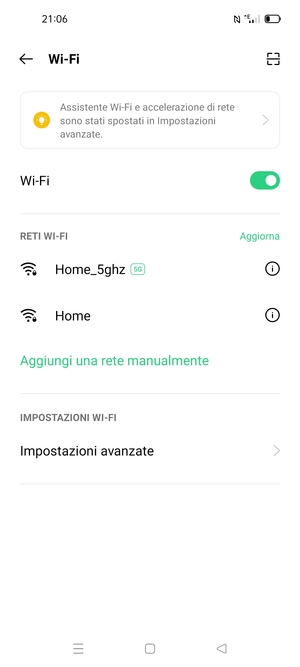 Seleziona la rete wireless a cui desideri connetterti