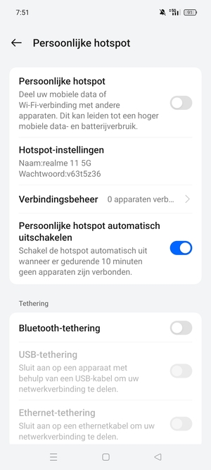 Schakel Persoonlijke hotspot in