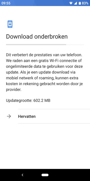 Als uw telefoon niet up-to-date is, volgt u de instructies op het scherm.