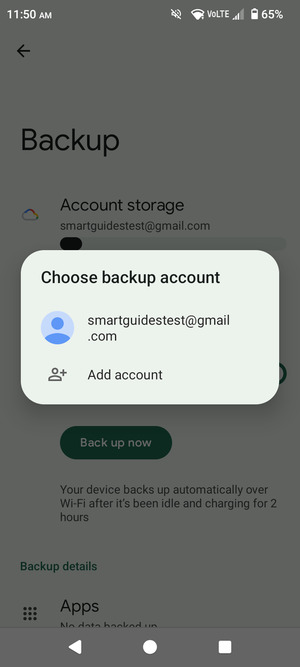 Select your backup account