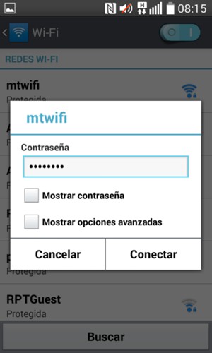 Introduzca la contraseña de Wi-Fi y seleccione Conectar