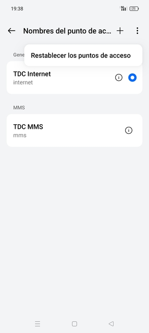 Seleccione Restablecer los puntos de acceso