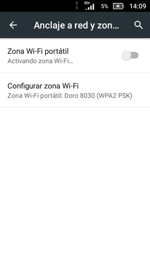 Seleccione Configurar zona Wi-Fi