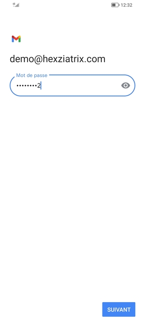 Saisissez votre mot de passe et sélectionnez SUIVANT