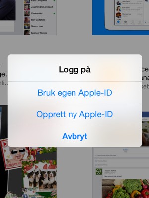 Velg Bruk egen Apple-ID