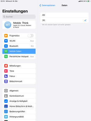 Wählen Sie 3G