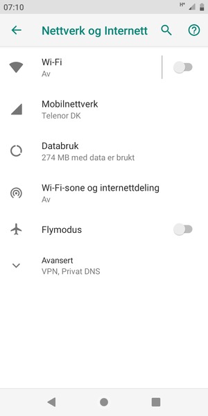 Velg Wi-Fi-sone og internettdeling