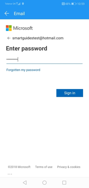 Enter your  Hotmail password and select Sign in